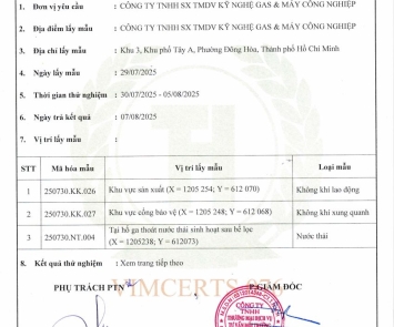CÔNG BỐ KẾT QUẢ QUAN TRẮC MÔI TRƯỜNG ĐỊNH KỲ - QUÝ 03+04/2025