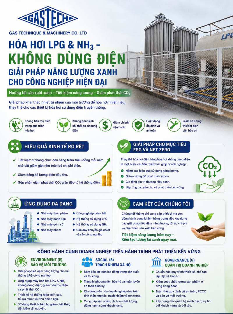 HÓA HƠI LPG & NH3 KHÔNG DÙNG ĐIỆN 
