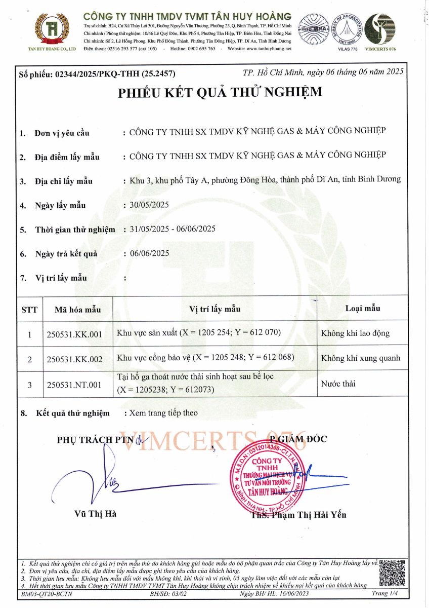 công bố kết quả quan trắc